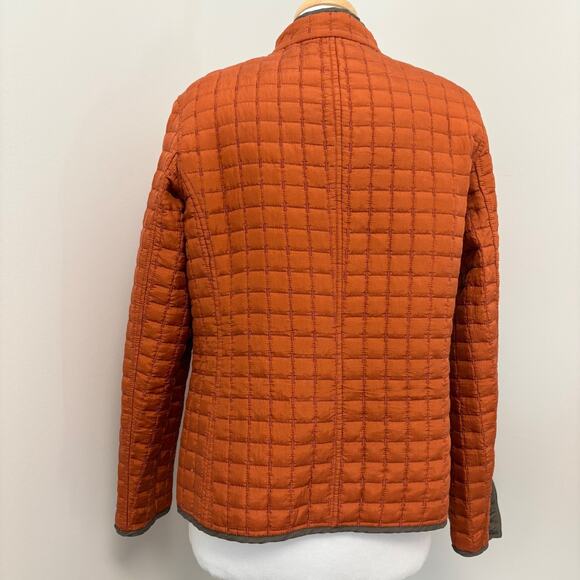 Oleg Cassini Reversible Quilted Silk Jacket Olive Green Burnt Orange Medium - Picture 12 of 16